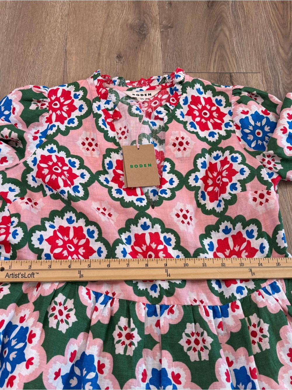 Boden NWT Women’s Esme Short Linen Tiered Tunic Floral Mini Dress Size 2R - Picture 9 of 9